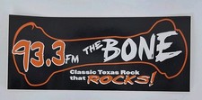 93.3 fm The Bone Classic Texas Rock Bumper Sticker VTG Deadstock DFW Texas 90s picture