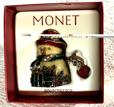 Monet Christmas Snowman  Trinket Box NIB picture
