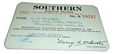 1947  SOUTHERN RAILWAY COMPANY EMPLOYEE PASS  #19247 TRRA picture