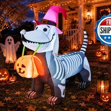GOOSH 5.5 FT Halloween Skeleton Puppy Inflatable LED Yard Decor picture