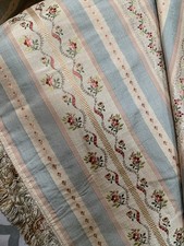 Vintage French Silk Curtain Panel Lined Double Silk Floral Stripe - 131” X 48” picture