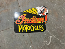 INDIAN MOTORCYCLES PORCELAIN ENAMEL SIGN 10X8 INCHES picture