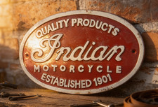 9"X6" Vintage Style Cast Iron "Indian Motorcycles" Advertising Sign...Shis Free picture