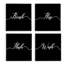 Renditions Gallery Black Bathroom Sign Set of 4 Gallery Wrapped Canvas 16x16 picture