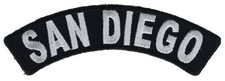 San Diego Script SilverWhite Rocker 4 Inch Embroidered Patch IV3628 F2D16F picture