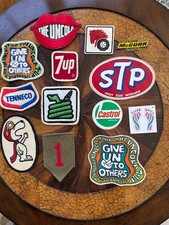Vintage 1960s-1970s Patch & Sticker Lot - 7Up Uncola, STP, Castrol, Snoopy picture