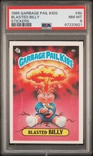 1985 Topps GPK OS1 Garbage Pail Kids 1 1st BLASTED BILLY 8b Cheaters Card PSA 8 picture