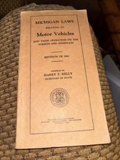 Vtg 1941 Michigan Laws Relating To MOTOR VEHICLES & Operation On Streets SOS picture