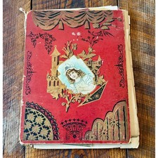 Antique Victorian Scrapbook 1890s Ephemera Album 1897 Chromolithographs Vintage picture