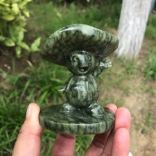1PC Natural serpentine child carved Quartz Crystal skull Healing Gem Gift Decor picture
