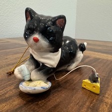 Just Cat and co Vintage 1980s Ceramic Tuxedo Cat with pull string picture