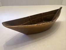Brass Bronze Boat Antique Ashtray Cigarette Holder Paperweight 20s 30s picture
