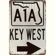 Vintage A1A Key West Rustic for Bedroom Tin Metal Signs Home Décor 8x12 picture