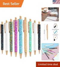 Chic 9-Piece Glitter Ballpoint Pen Set for Stylish Journaling - Black Ink picture