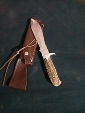 Handmade Antique Antler Handle ,fixed blade , Hunting,Camping knife. picture