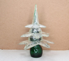 RARE Vtg FORMIA MURANO Art Glass Christmas Tree Venetian Silver Specs Green Base picture