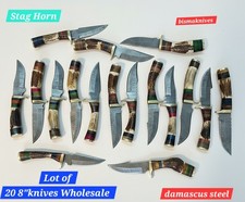 LOT OF 20 HANDMADE 6 INCHES STAG HANDLE KNIVES WITH  LEATHER SHEATH WHOLESALE picture