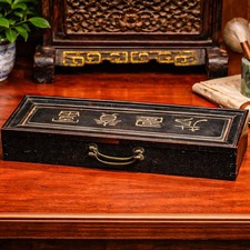Beautiful Chinese Antique Prayer Scroll Wood Keepsake Box Culture Asian picture