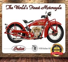 Indian Motorcycles - 1928 - World's Finest Motorcycles - Metal Sign 11 x 14 picture