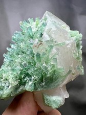 234g Exquisite Green Tourmaline Needle Crystal Bunch on Quartz - Afghan Specimen picture