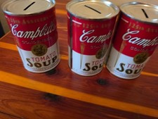 Lot of 3 Vtg 1994 CAMPBELL'S TOMATO Soup Tin Coin Banks 125TH ANNIVERSARY Promo picture