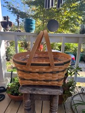 Vintage 1996 Longaberger Community Basket Double Handle Plastic Protector Blue picture