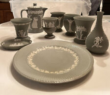 Wedgewood Jasperware green jade collection, Qty 9, made in England picture