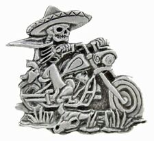 Sombrero Skeleton Rider Jacket Vest Hat Biker PIN picture