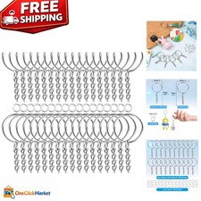Complete 50 Pcs Keychain Making Kit with Silver Rings & Jump Rings - Craft Ready picture