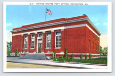c1920 US Post Office City of Covington VA Postcard picture