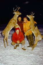 c1960's Kodachrome 35mm Slide Deer Hunters Winter Snow Buck Harvest Man Snowy picture