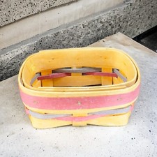 Vintage 1997 ROYCE CRAFT WOOD BASKET Rectangular Shape Small Made In Ohio VTG picture
