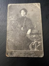 Antique Cabinet Card Photo Woman Portrait Lovech Bulgaria D Sotirov 1900-1910 picture