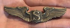 WWII WW2 Sterling Silver Full Size S Service Pilot Wings Amcraft Military Pin picture