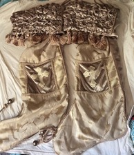 Pair Vintage Chateau Luxury Baroque Christmas Stockings Champagne Gold Cross picture