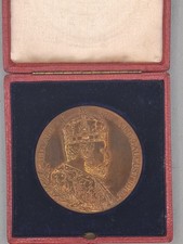 1902 Coronation of King Edward VII, Queen Alexandra Bronze Medal/Case 62mm picture