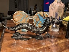 Chinese Fireball Dragon Metal Sculpture By Mystical Creations Vintage picture
