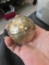 Pygmalion Globe Sphere Ball Powder Compact 1940’s/1950’s Empty Brass picture