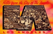 Los Angeles California Hello City Angels Greetings Large Letter L-199 Chrome PC picture
