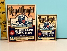 Vintage Royal Knight Imported Distilled Dry Gin Boston, Mass Bottle Label. picture