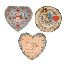Lot of 3 1905-1920 Vintage Valentine’s Day Cards Heart-Shaped Die-Cut Lace Cupid picture
