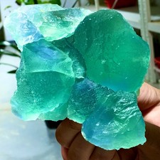 1.71LB Rare transparent Green blue cubic fluorite mineral crystal sample/China picture