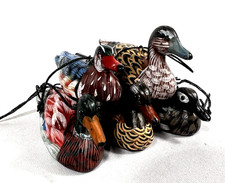 Vintage Hand Painted Mallard Duck Miniature Wood Decoy Figurine Ornaments Lot x5 picture