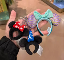 Authentic Disney mermaid Magic Mickey Minnie plush ear headband Keychain Pendant picture