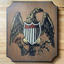 Vintage 1970s Wood Eagle Great Seal Tavern Sign Plaque American Antiquities Inc picture