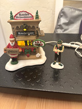 Illuminated Ceramic Christmas Village Smoker Shop Stand, Santa, 2pc Painted picture