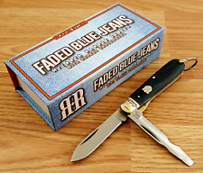 Electrician's  Pocket knife Rough Ryder 2 Steel Blades Denim Micarta Handle 440A picture