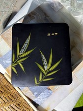 Vintage Japanese Aizu Lacquer Box Shunpo Maki-e Gold Bamboo Mother of Pearl,Red picture
