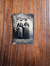 1870s Tintype Photo Antique Women With American Flag Bunting Memorial Day? Rare picture