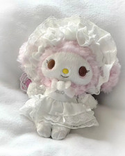 Sanrio My Melody White Lace Rose Bonnet Keychain Plush Doll Gift Kids Toy picture